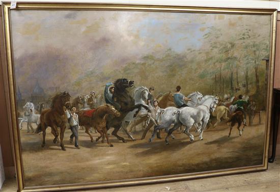 After Rosa Bonheur (French 1822-1899), oil on canvas, Return from the Horse Fair, 132 x 204cm